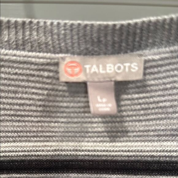 Talbots Gray and Black Open Front Cardigan Sweater size large - Picture 2 of 6